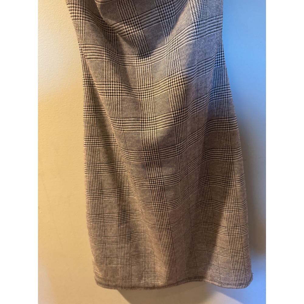 Plaid Spaghetti Strap‎ Mini Dress Crisscross Back Cowl Neck - Picture 7 of 13